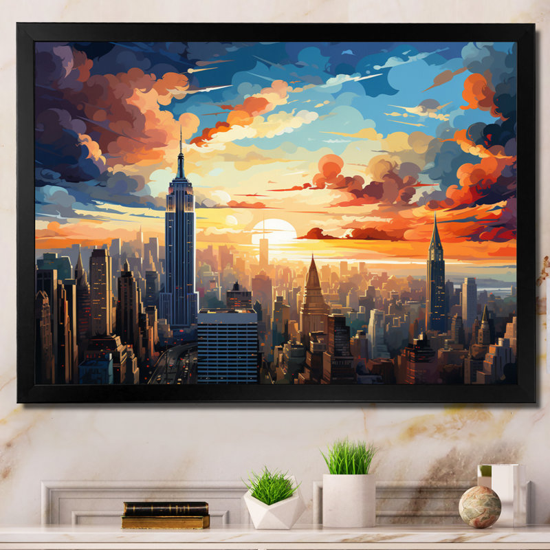 Pop Art New York IV, reproduction d'art sur toile, H 12 po x l 20 po x P 1 po, Cadre simple noir