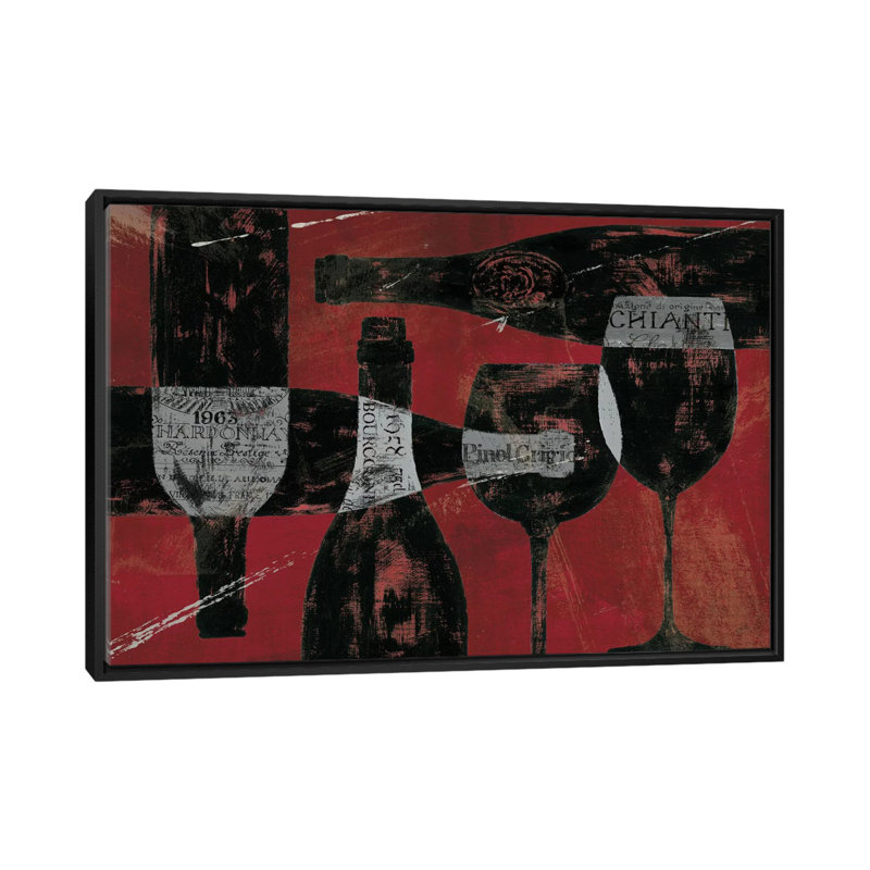 « wine selection », impression sur toile, H 18 po x l 26 po x P 1,5 po, Toile avec cadre noir, Pas de tapis