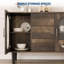 Buffet 47 "avec portes cannelées en verre - Crédence moderne Mid-Century avec tablettes réglables-430374646