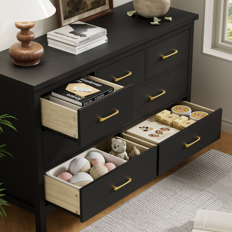Wala 7 Drawer Dressers for living Room,Bedroom Dresser, Black