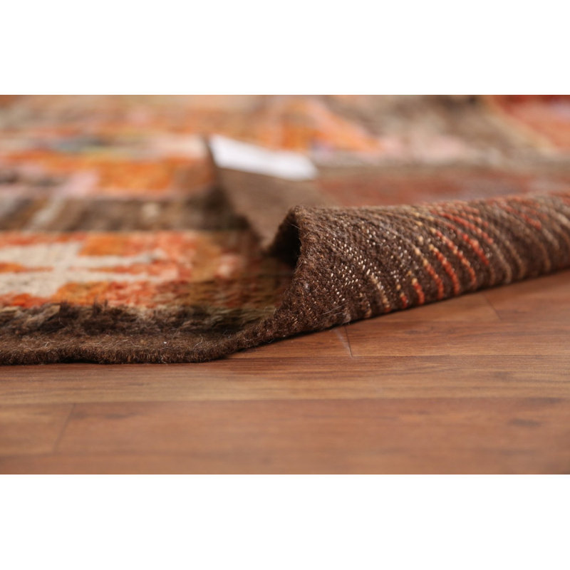 Tapis oriental brun à motif géométrique marocain 9 x 13