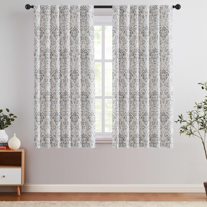 Rideaux à passe-tringle Vintage, Gris, L 52 po x L 63 po