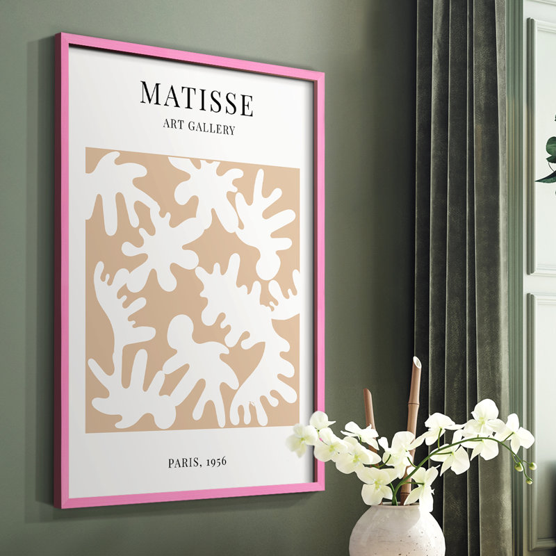 Matisse LXVII, reproduction encadrée - bois massif, Cadre photo rose simple, H 10 po x l 8 po