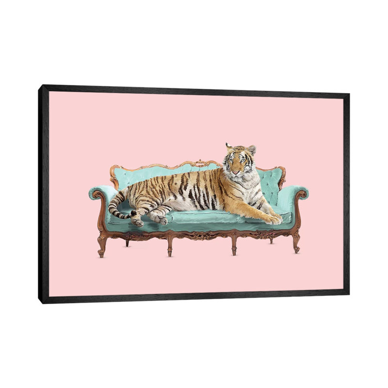 Lazy Tiger by Robert Farkas - Print on Canvas, Black Framed, 152.5 cm H x 101.5 cm W