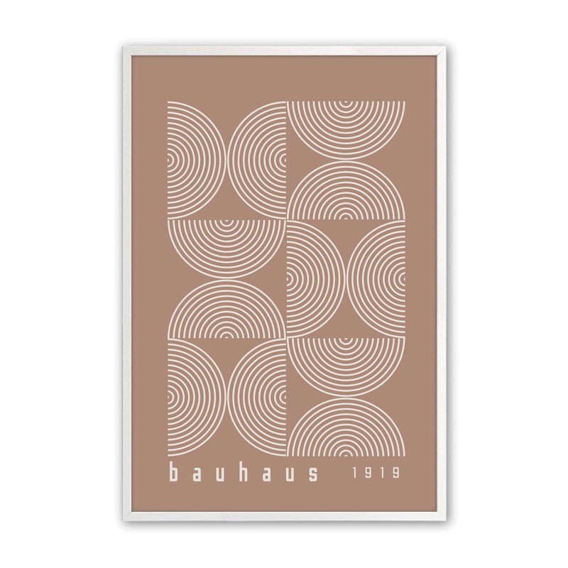 Affiche de composition brun Bauhaus II, Reproduction encadrée sans passe-partout, Blanc opaque, H 17 po x l 13 po x P 1,25 po