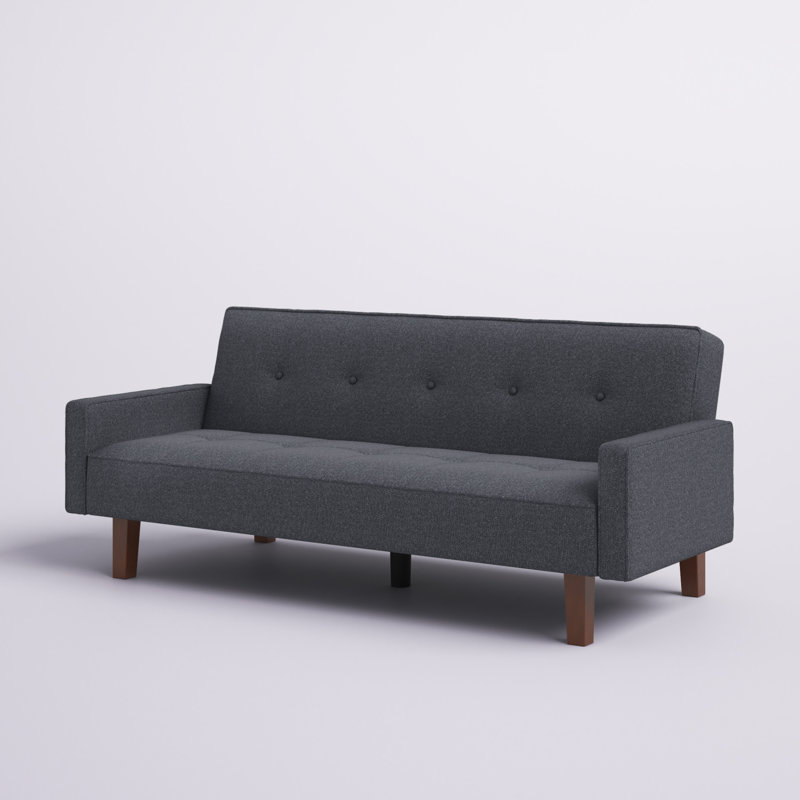 Nathalia 75" Square Arm Sleeper, Dark Grey
