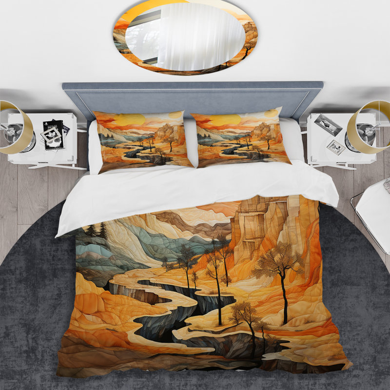 Ensemble de housse de couette Bold Landscape Canyon Desert VI - Canyon, Housse de couette pour grand lit et 2 taies décor