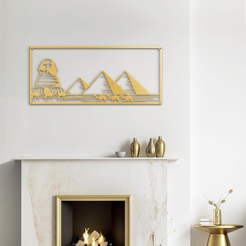 Pyramides égyptiennes et sphinx, décoration murale abstraite moderne, décoration murale suspendue, Doré