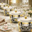 Service de buffet rond de 6 pièces doré pour la maison et l'extérieur, idéal pour réfrigérer et réchauffer les aliments.-2112824754