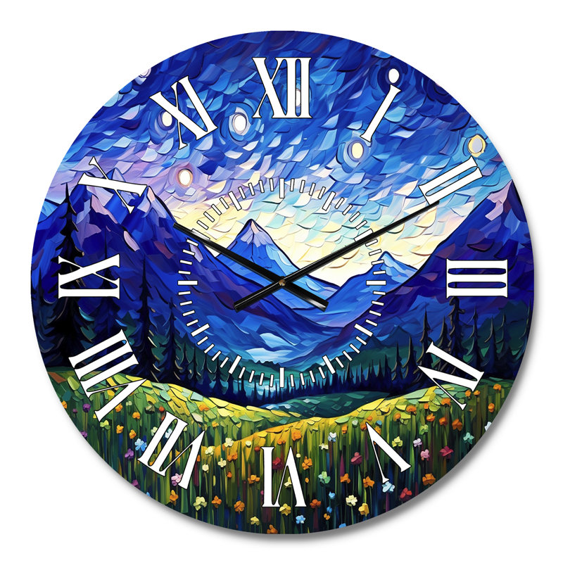Vangogh Starry Night Over The Mountains - Vangogh White Face Wall Clock, Medium