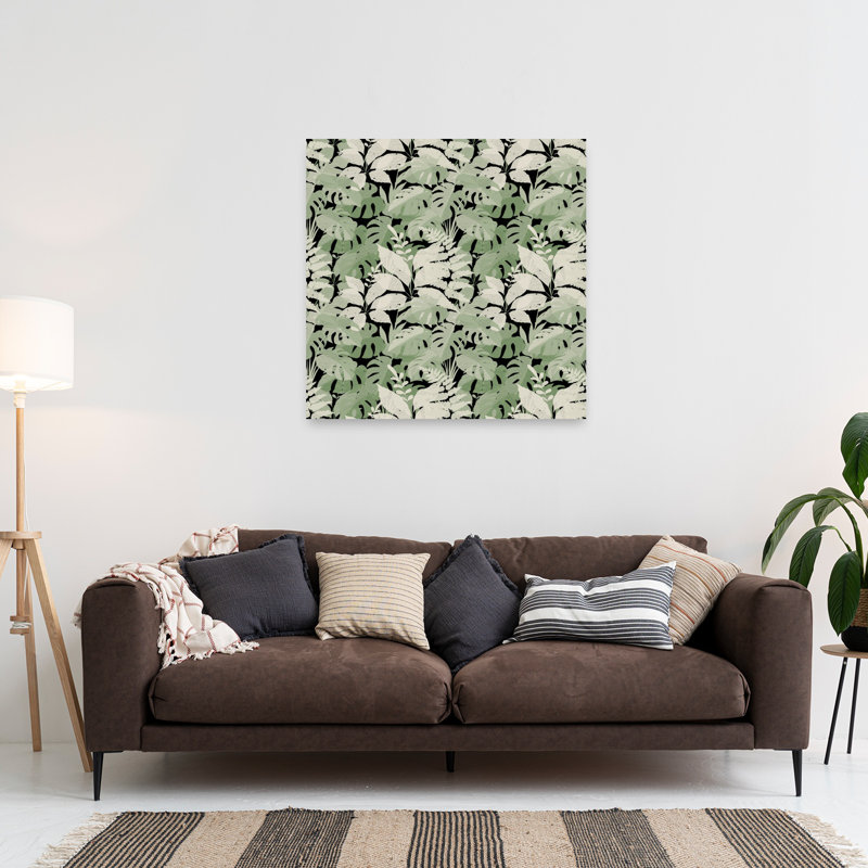 Art mural de forêt fougère abstraite, 36" H x 36" W