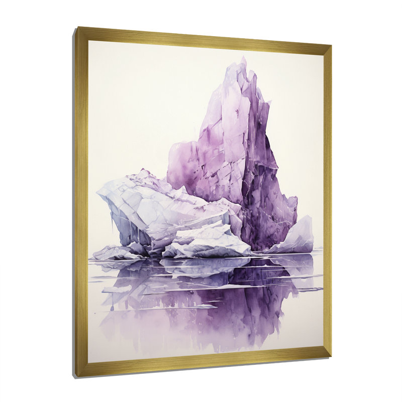 Iceberg mauve mystérieux - Impression, H 20 po x l 12 po x P 1 po, Encadrement doré