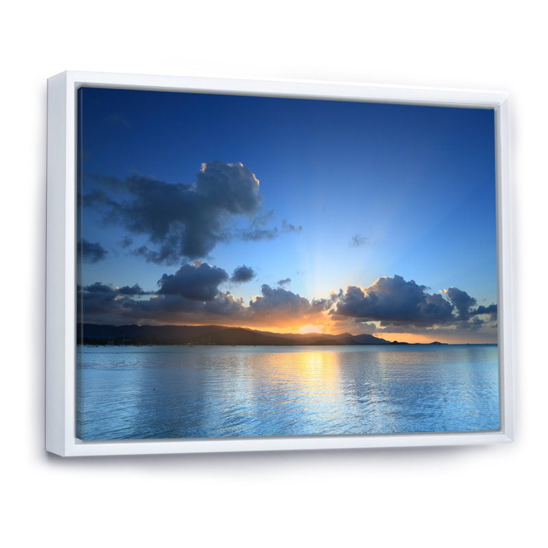 «Panoramic Dramatic Tropical Sunset Sky», reproduction sur toile, H 8 po x l 12 po x P 1 po, Cadre flottant blanc