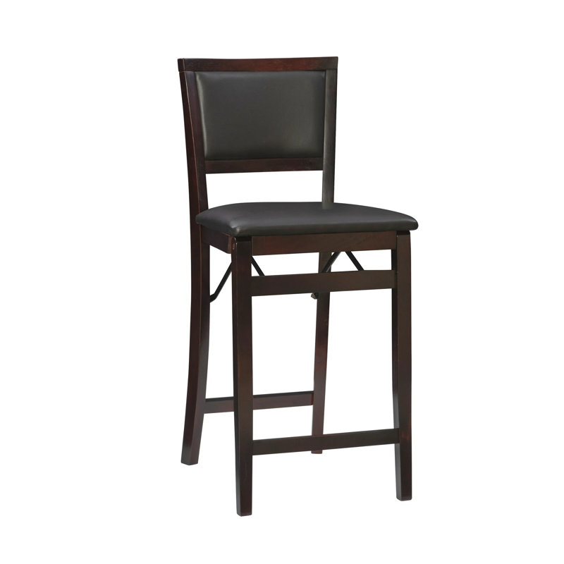 Tabouret de comptoir / de bar pliable Phaedra avec siège et dossier rembourrés, Similicuir espresso