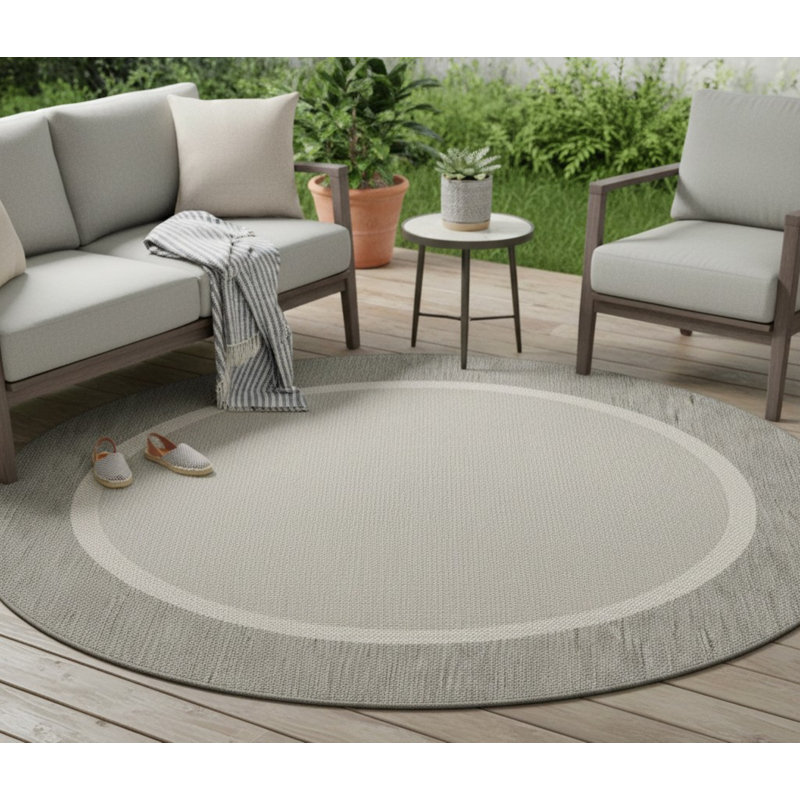 Tapis taupe Saniya, Ivoire / taupe, Rond 7 pi 6 po