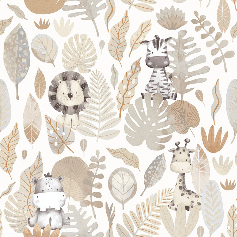 Nerijus Little Explorers 2 Savannah Jungle Wallpaper Roll, Silver