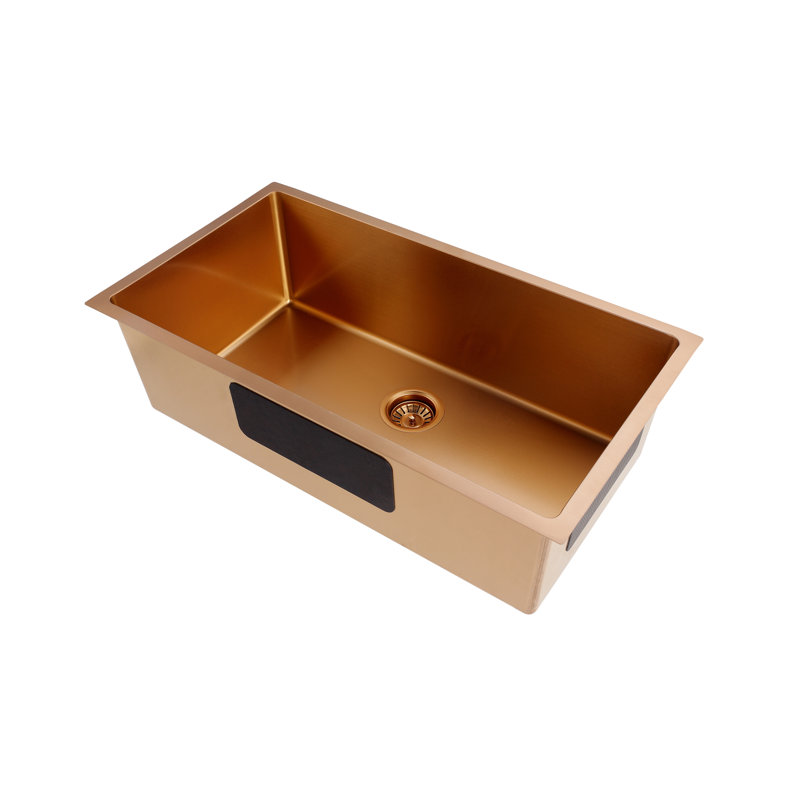 Évier de cuisine encastré à simple cuve encastrable 32 po x 19 po en acier inoxydable 32 po x 19 po, Or rose
