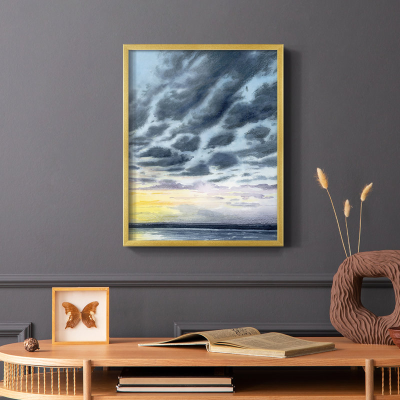 «Anastasia Island Sunset II», reproduction encadrée - bois massif, Or, H 14 po x l 11 po