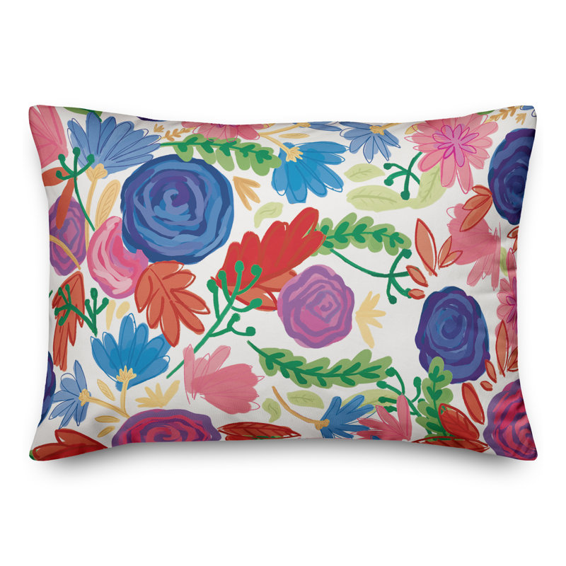 Housse de coussin rectangulaire d'extérieur 12 pièces Bright Flowers, Mauve