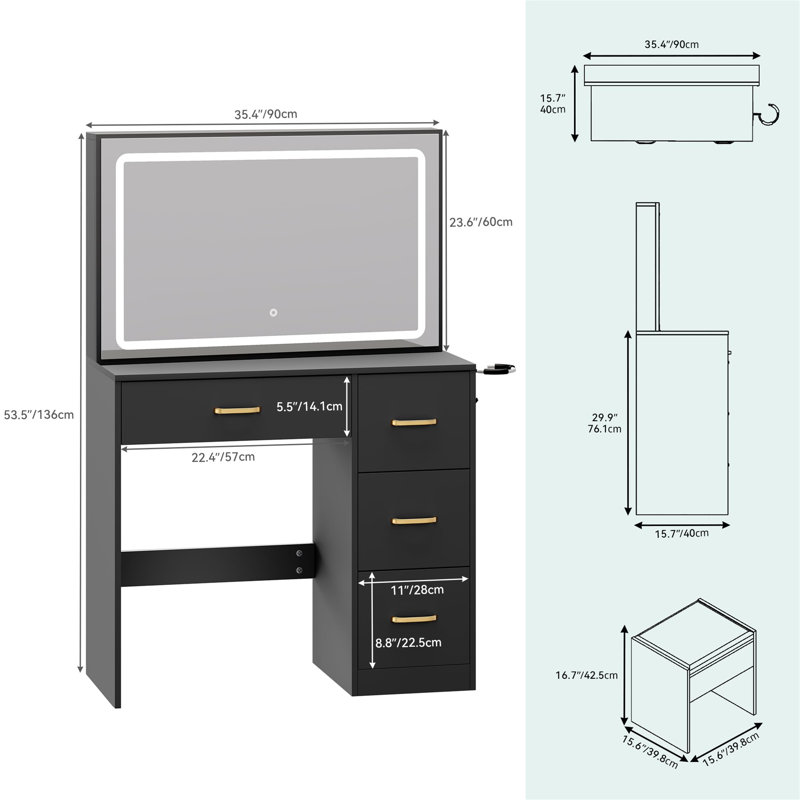 Bertia Dressing Table with Mirror
