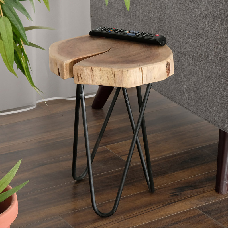 Table de bout Living Room, canapé, table d'appoint en bois et métal, brun / noir