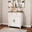 Modern Farmhouse Sideboard Buffet Cabinet 30" with Drawer & Adjustable Shelves, White with Wood-Grain Top
