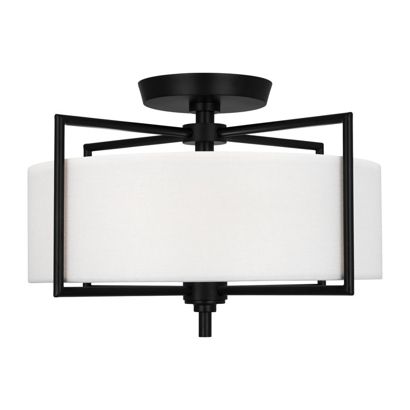 Perno Semi Flush Mount, Aged Iron, 10" H x 15" W x 15" D