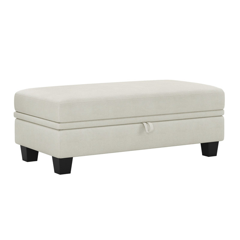 Repose-pieds avec rangement Anjana Bujesily Chenille, Chenille beige