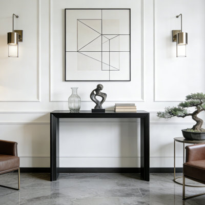 Console de style moderne avec placage en bois massif de paulownia pour le salon et l'entrée.