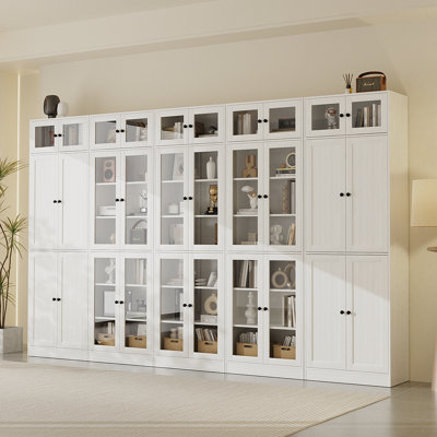 86.7'' H X 118'' W Book Cabinet Storage Bookcase Set