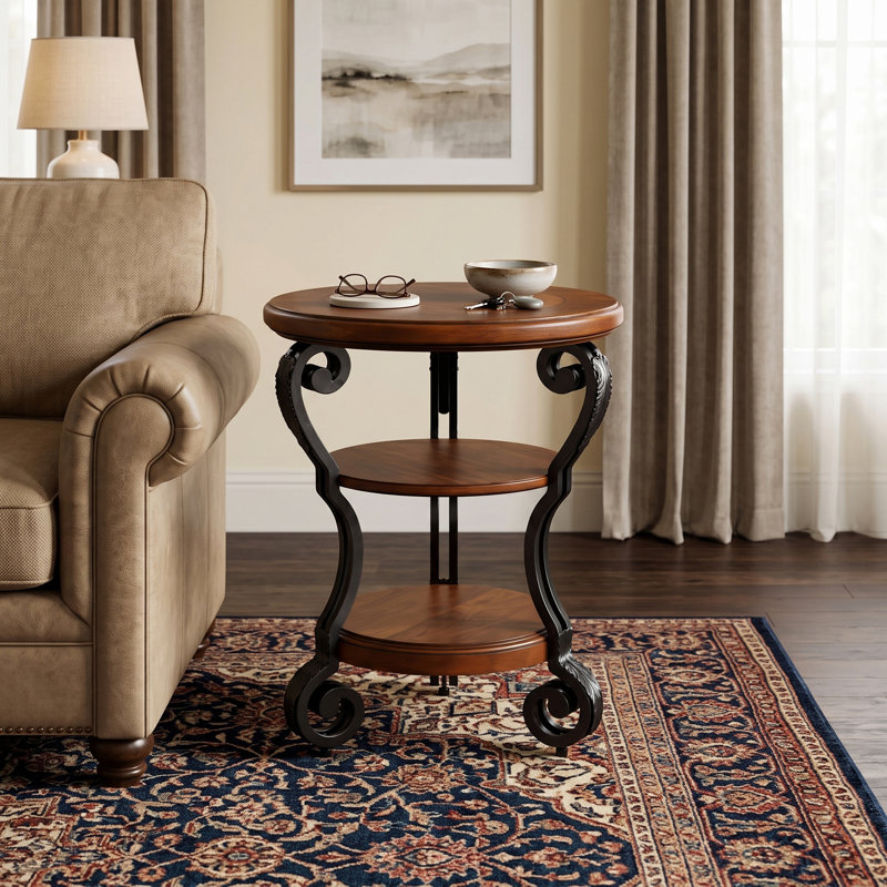 Fedak 22" W Round Solid and Manufactured Wood End Table