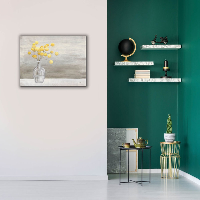 «Cheerful Craspedia» par Julia Purinton, art mural sur toile, H 26 po x l 34 po x P 1,5 po