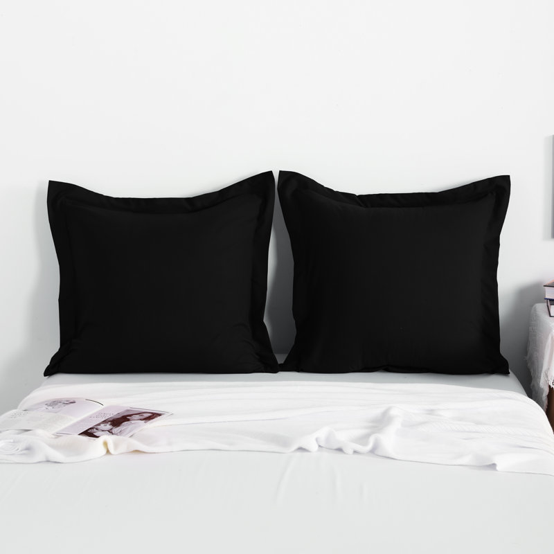 Bed Pillow Shams, 1800 Brushed Microfiber Oxford Pillowcases - NTBAY, Black