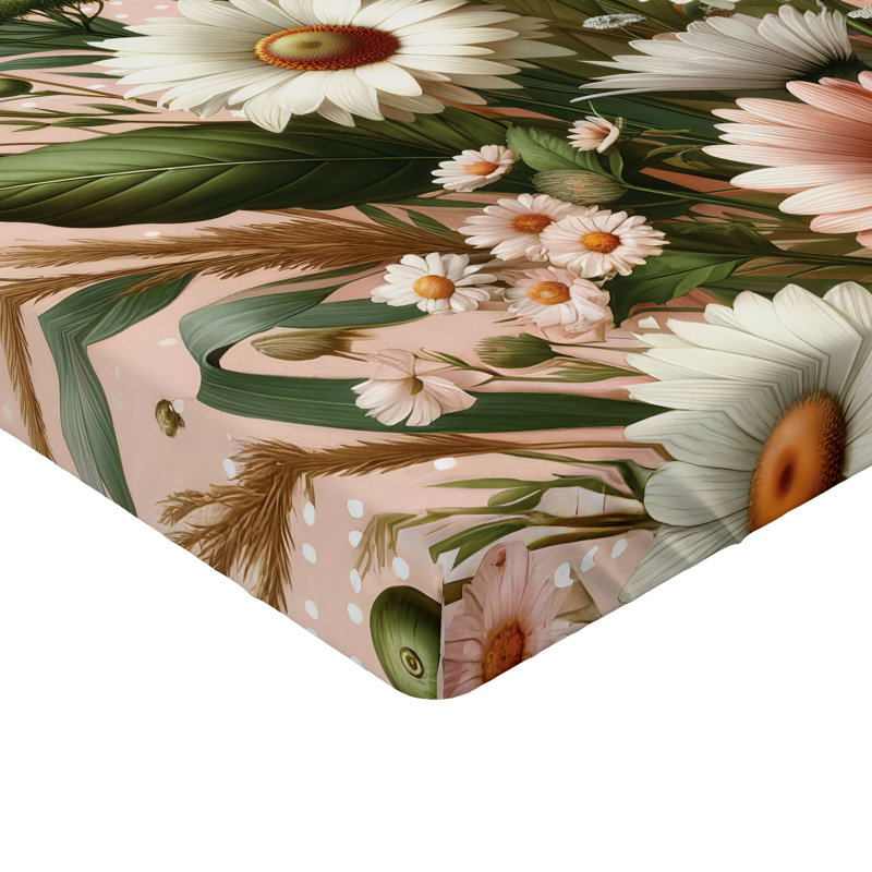 Microfiber Floral Fitted Sheet, Queen