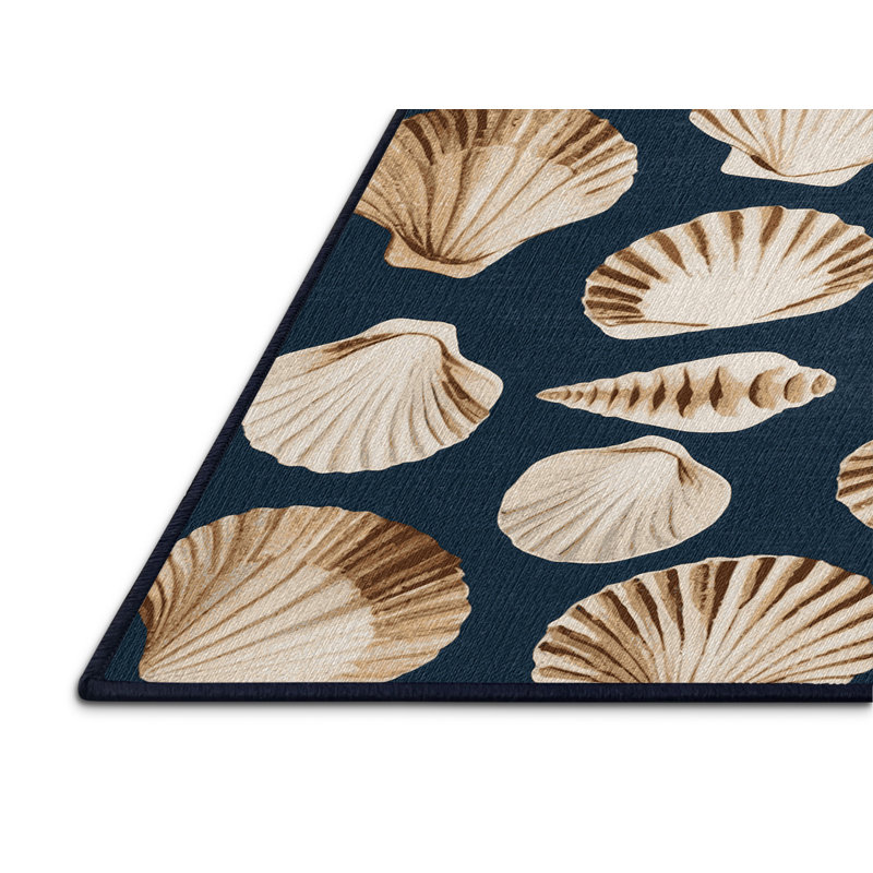 Washable Shell Clusters Hawaiian Area Rug, Square 5'