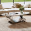 Table basse 49,2 "en faux marbre avec base en acier-2108755404