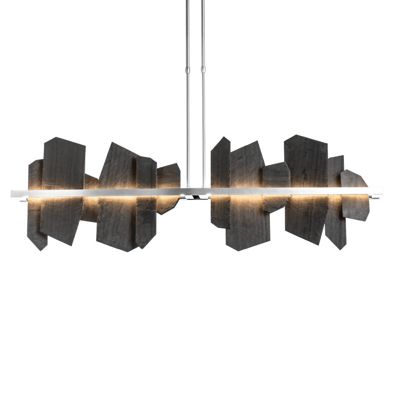Ardesia 1 - Light Kitchen Island Linear LED Pendant with Slate Accents, Sterling