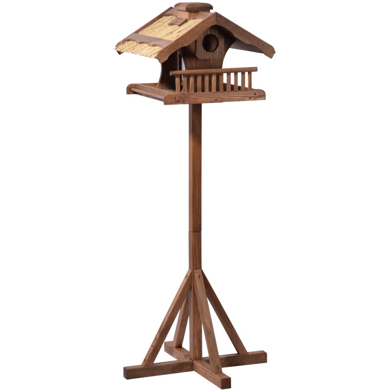 Anary Wood Pole Decorative Bird Feeder