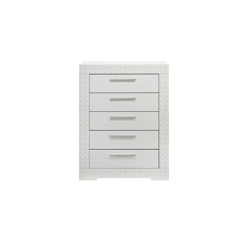 Commode 5 tiroirs en bois blanc