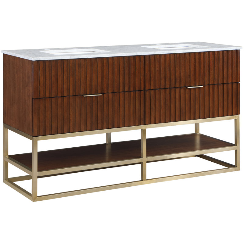 Ensemble de meuble-lavabo double 60 po Kleier, Noyer