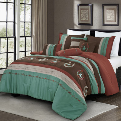 7-Piece King Comforter Set With Embroidery Design, Soft Microfiber, 100% Polyester, All-Season Bedding Collection