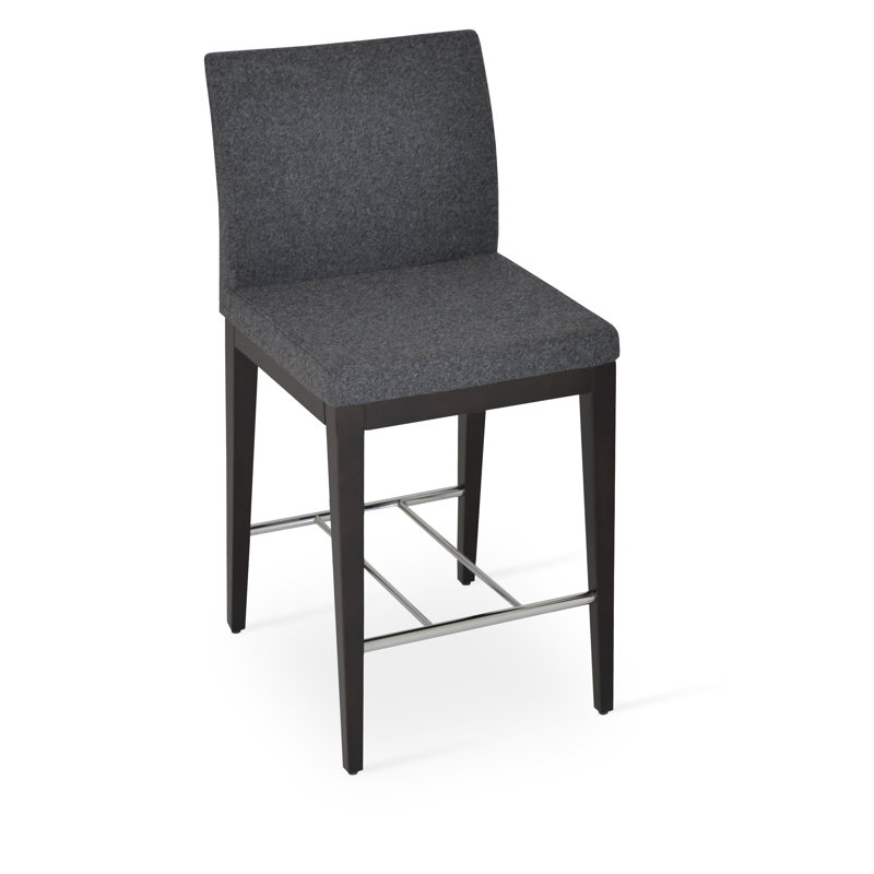 Tabouret de bar Aria, Laine gris foncé, Wengé