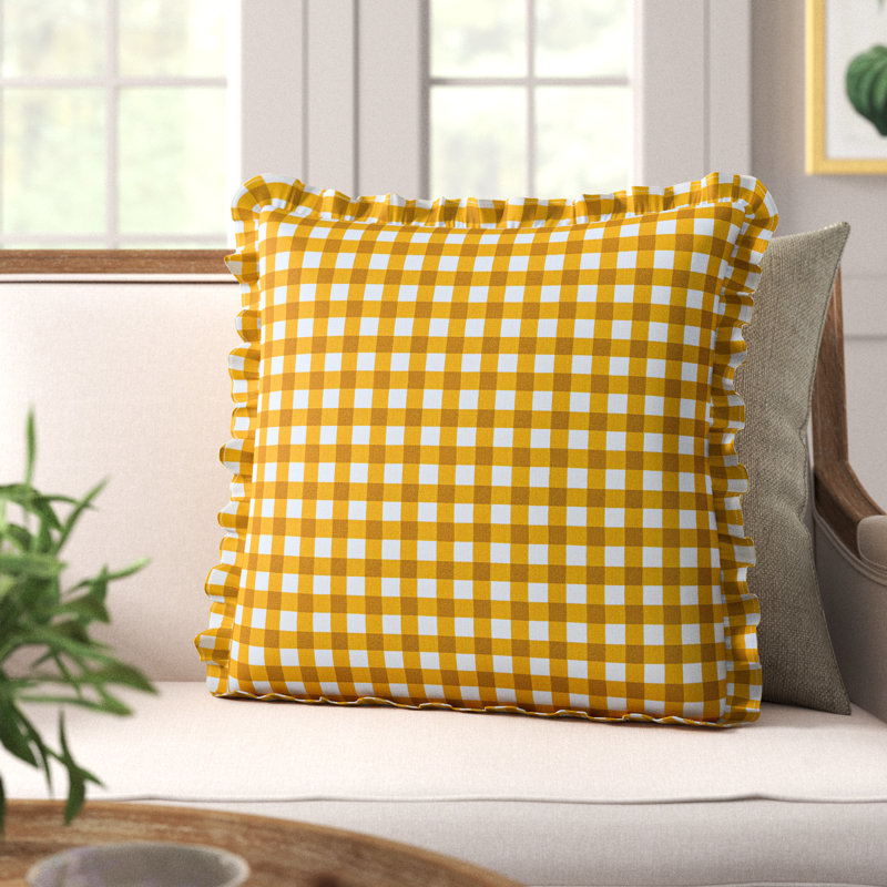 Zeppelin Plaid Cotton Throw Pillow, 18" x 18", Polyester/Polyfill, Brown/Beige Plaid