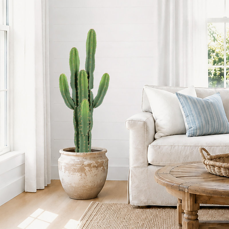 Grand cactus artificiel résistant aux rayons UV pour l'intérieur et l'extérieur, H 48 po x l 17,7 po x P 14,5 po