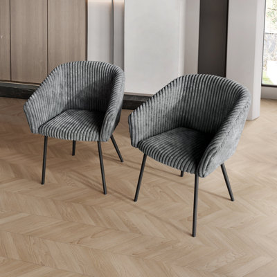 BLACK METAL DINING CHAIR IN GREY VELVET