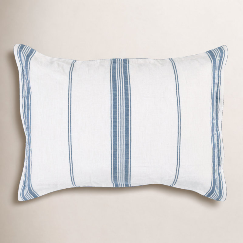 Fleta Stripe Cotton Blend Sham, Standard, White/Blue Stripe