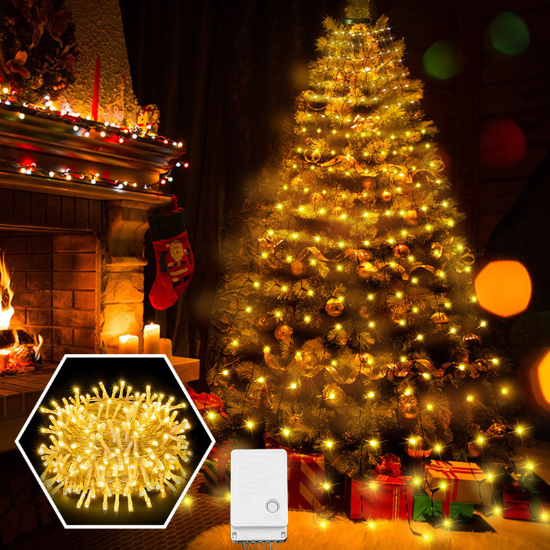 Kidman 394'' LED 100 - Bulb Pulg in String Light Halloween Decorations Lights, White Warm