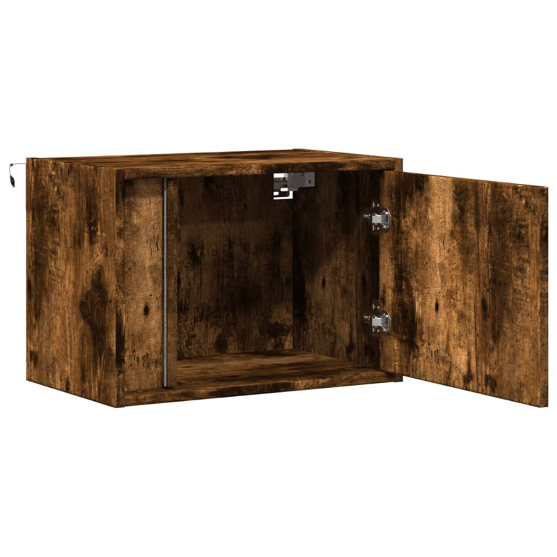 Daryana 50cm W Manufactured Wood Bedside Table, Smoked Oak