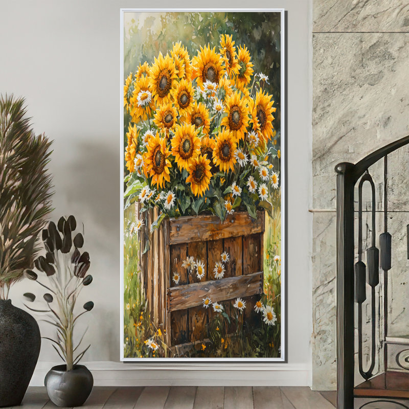 Bess - impressions murales florales, H 60 po x l 28 po, Impression encadrée flottante, Blanc