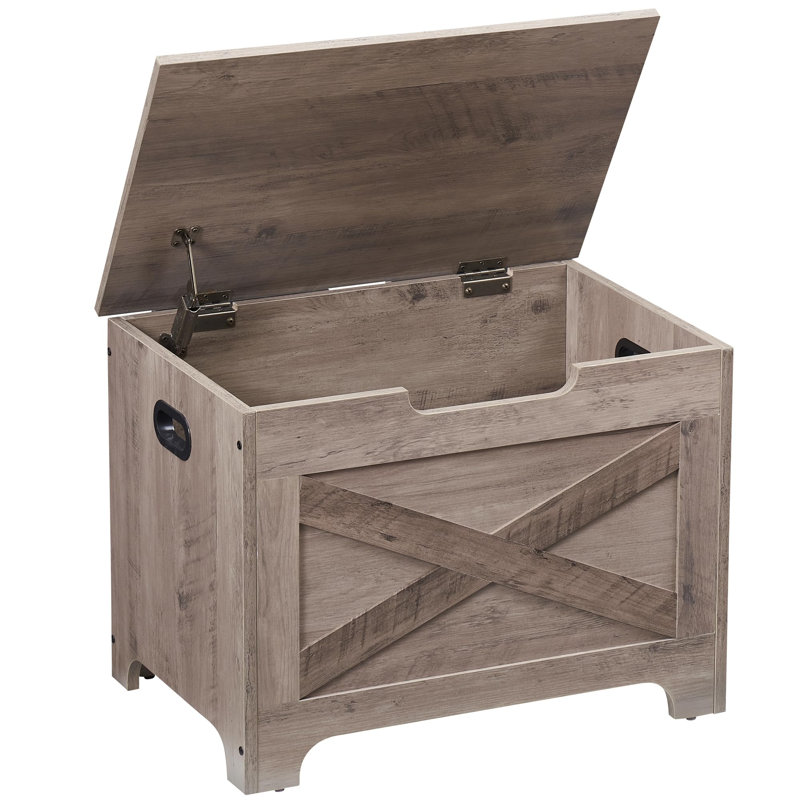 Coffre de rangement, coffre en bois avec charnière de sécurité et plateau relevable, banc de rangement pour entrée, chambre à coucher, salon, assemblage facile